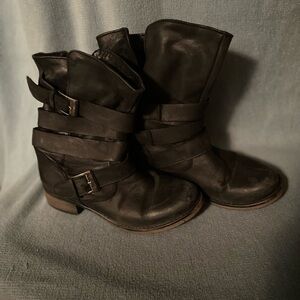 Steve Madden Black Leather Combat Boots